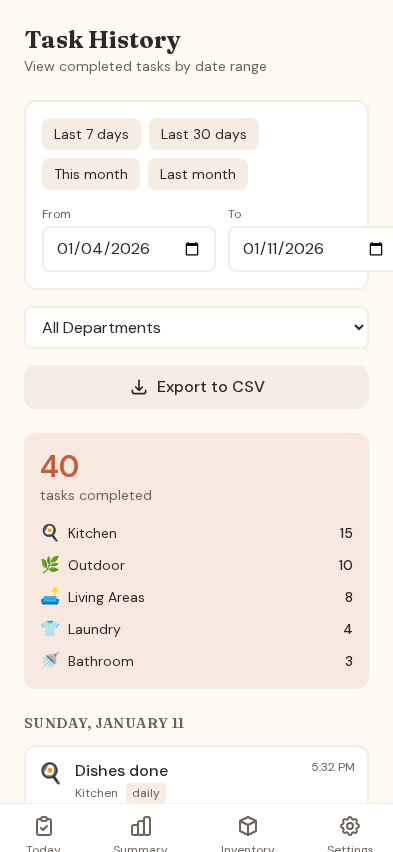 Task History