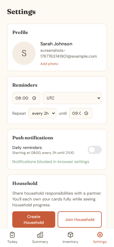 Mobile Settings